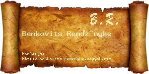 Benkovits Reményke névjegykártya